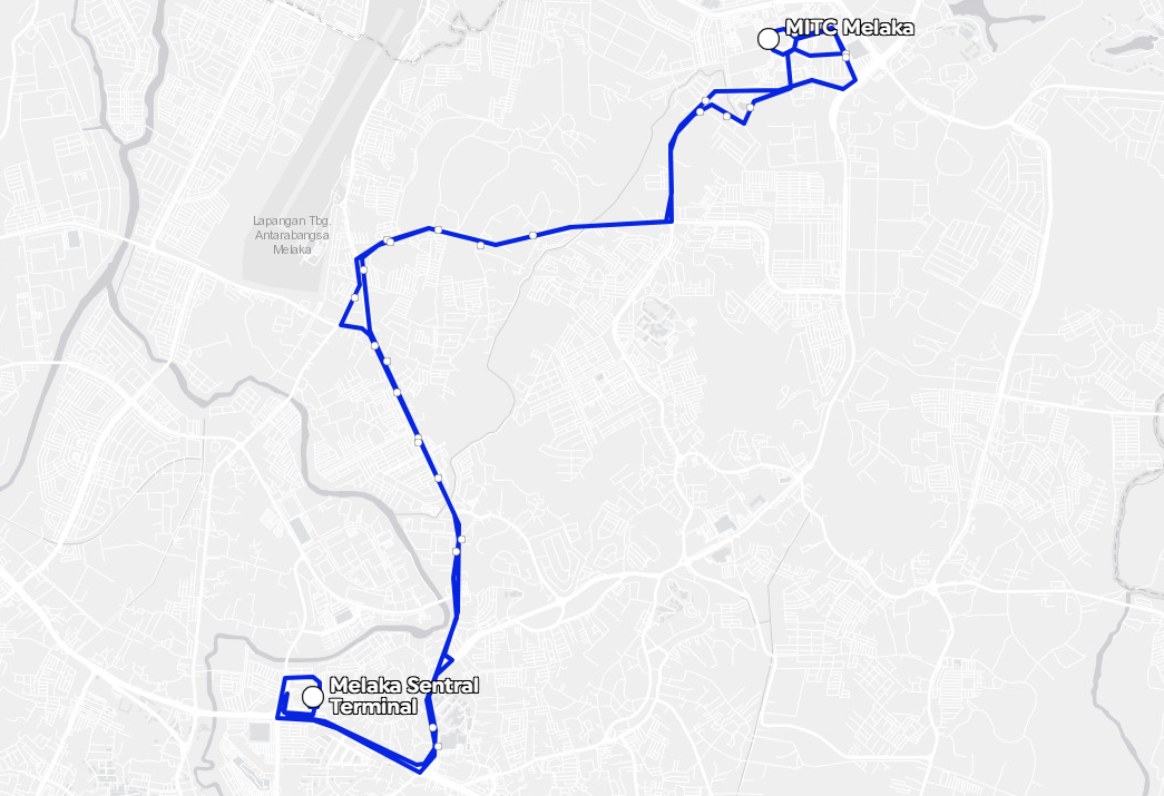 BAS.MY Melaka M10A Overview Route Map